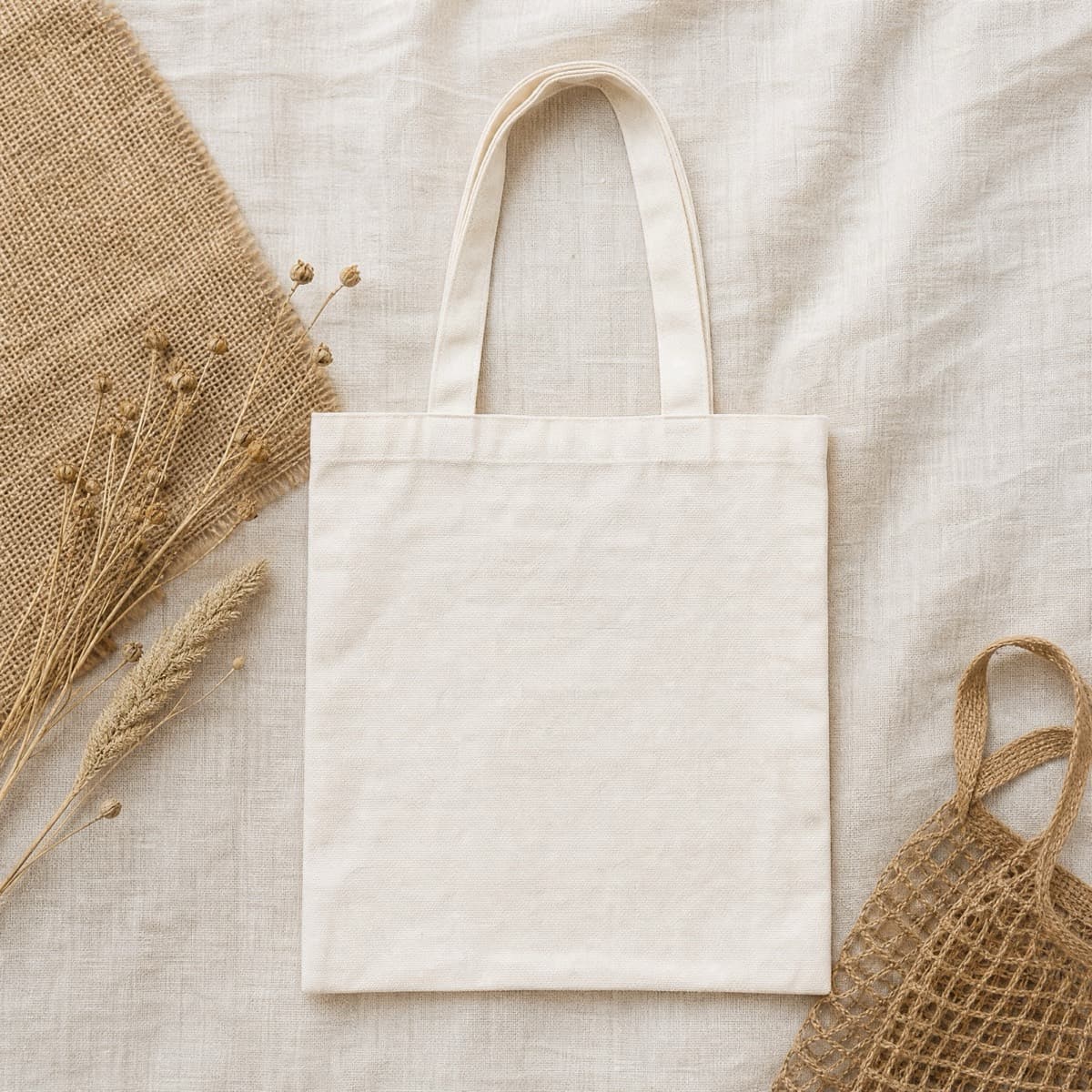 An undyed natural-white cotton canvas tote